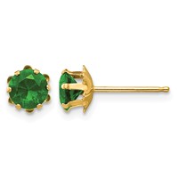 14K Yellow Gold Madi K 5mm Round CZ May Birthstone Post Earrings view 1