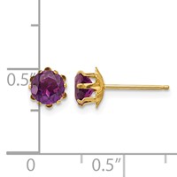 14K Yellow Gold Madi K 5mm Round CZ June Birthstone Post Earrings view 4