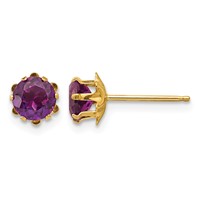 14K Yellow Gold Madi K 5mm Round CZ June Birthstone Post Earrings view 1