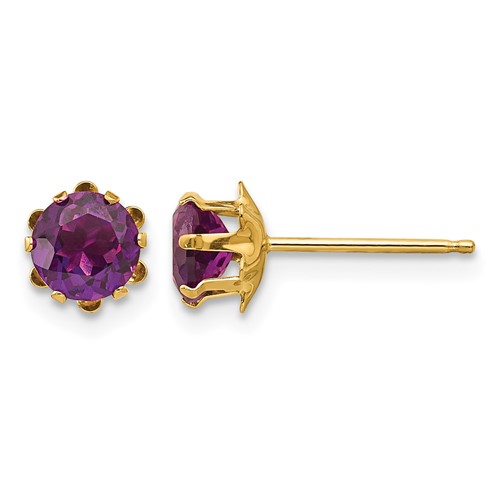 14K Yellow Gold Madi K 5mm Round CZ June Birthstone Post Earrings