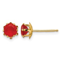 14K Yellow Gold Madi K 5mm Round CZ July Birthstone Post Earrings view 1