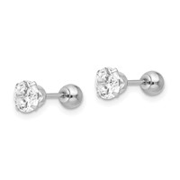 14K Madi K White Gold 5mm CZ and 4mm Ball Reversible Screwback Post Earrings view 2