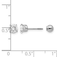14K Madi K White Gold 5mm CZ and 4mm Ball Reversible Screwback Post Earrings view 4