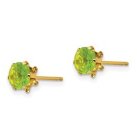 14K Yellow Gold Madi K 5mm Round CZ August Birthstone Post Earrings view 2