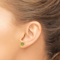 14K Yellow Gold Madi K 5mm Round CZ August Birthstone Post Earrings view 3
