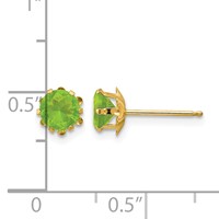 14K Yellow Gold Madi K 5mm Round CZ August Birthstone Post Earrings view 4
