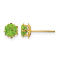 14K Yellow Gold Madi K 5mm Round CZ August Birthstone Post Earrings view 1