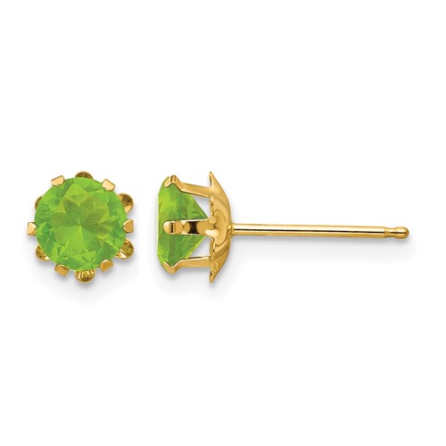 14K Yellow Gold Madi K 5mm Round CZ August Birthstone Post Earrings