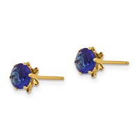 14K Yellow Gold Madi K 5mm Round CZ September Birthstone Post Earrings view 2
