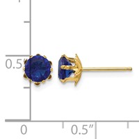 14K Yellow Gold Madi K 5mm Round CZ September Birthstone Post Earrings view 4