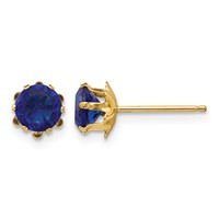 14K Yellow Gold Madi K 5mm Round CZ September Birthstone Post Earrings view 1