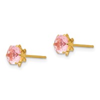 14K Yellow Gold Madi K 5mm Round CZ October Birthstone Post Earrings view 2