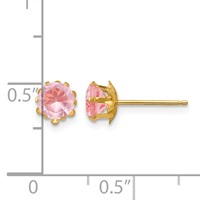 14K Yellow Gold Madi K 5mm Round CZ October Birthstone Post Earrings view 4