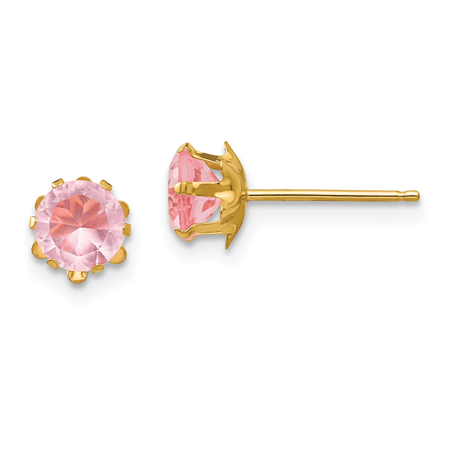 14k Madi K 5mm CZ Birthstone (Oct) Earrings (SE180)
