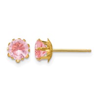 14K Yellow Gold Madi K 5mm Round CZ October Birthstone Post Earrings view 1