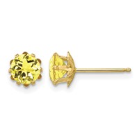 14K Yellow Gold Madi K 5mm Round CZ November Birthstone Post Earrings view 1