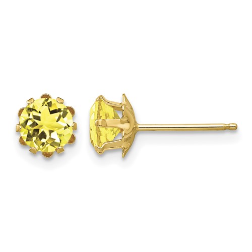 14K Yellow Gold Madi K 5mm Round CZ November Birthstone Post Earrings