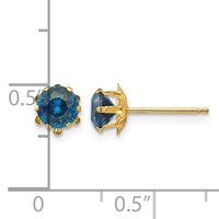 14K Yellow Gold Madi K 5mm Round CZ December Birthstone Post Earrings view 4