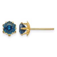 14K Yellow Gold Madi K 5mm Round CZ December Birthstone Post Earrings view 1