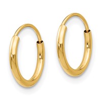 14K Yellow Gold Madi K 1.25x9mm Endless Hoop Earrings view 2