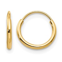 14K Yellow Gold Madi K 1.25x9mm Endless Hoop Earrings view 1
