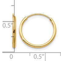 14K Yellow Gold Madi K 1.25x 13mm Endless Hoop Earrings view 4