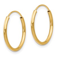 14K Yellow Gold Madi K 1.25x15mm Endless Hoop Earrings view 2