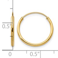 14K Yellow Gold Madi K 1.25x15mm Endless Hoop Earrings view 4