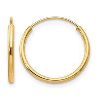 14K Yellow Gold Madi K 1.25x15mm Endless Hoop Earrings view 1