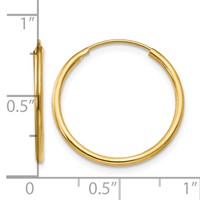 14K Yellow Gold Madi K 1.25x 17mm Endless Hoop Earrings view 4