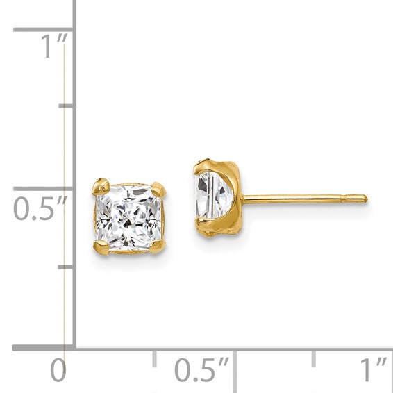 14k Madi K 5mm Square CZ Post Earrings