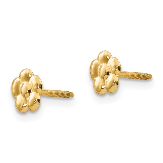 14k Madi K Flower Childrens Screwback Post Earrings