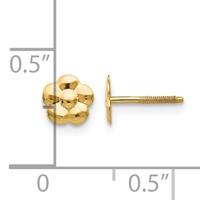 14K Yellow Gold Madi K Flower Screwback Post Earrings view 4