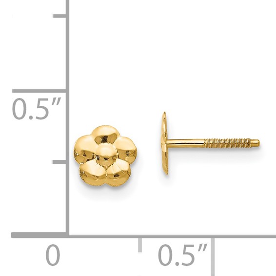 14k Madi K Flower Childrens Screwback Post Earrings
