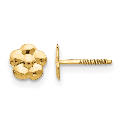 14K Yellow Gold Madi K Flower Screwback Post Earrings