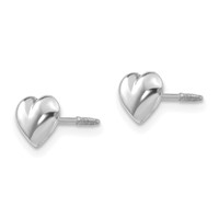 14K Madi K White Gold Small 6mm Puffed Heart Screwback Post Earrings view 2