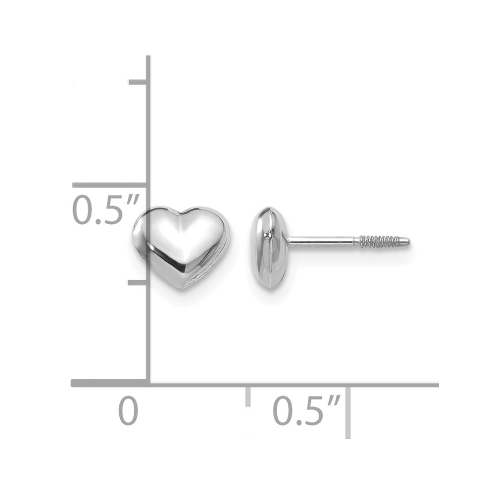 14k Madi K White Gold Puff Heart Post Earrings (SE1976)