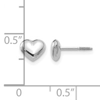 14K Madi K White Gold Small 6mm Puffed Heart Screwback Post Earrings view 4