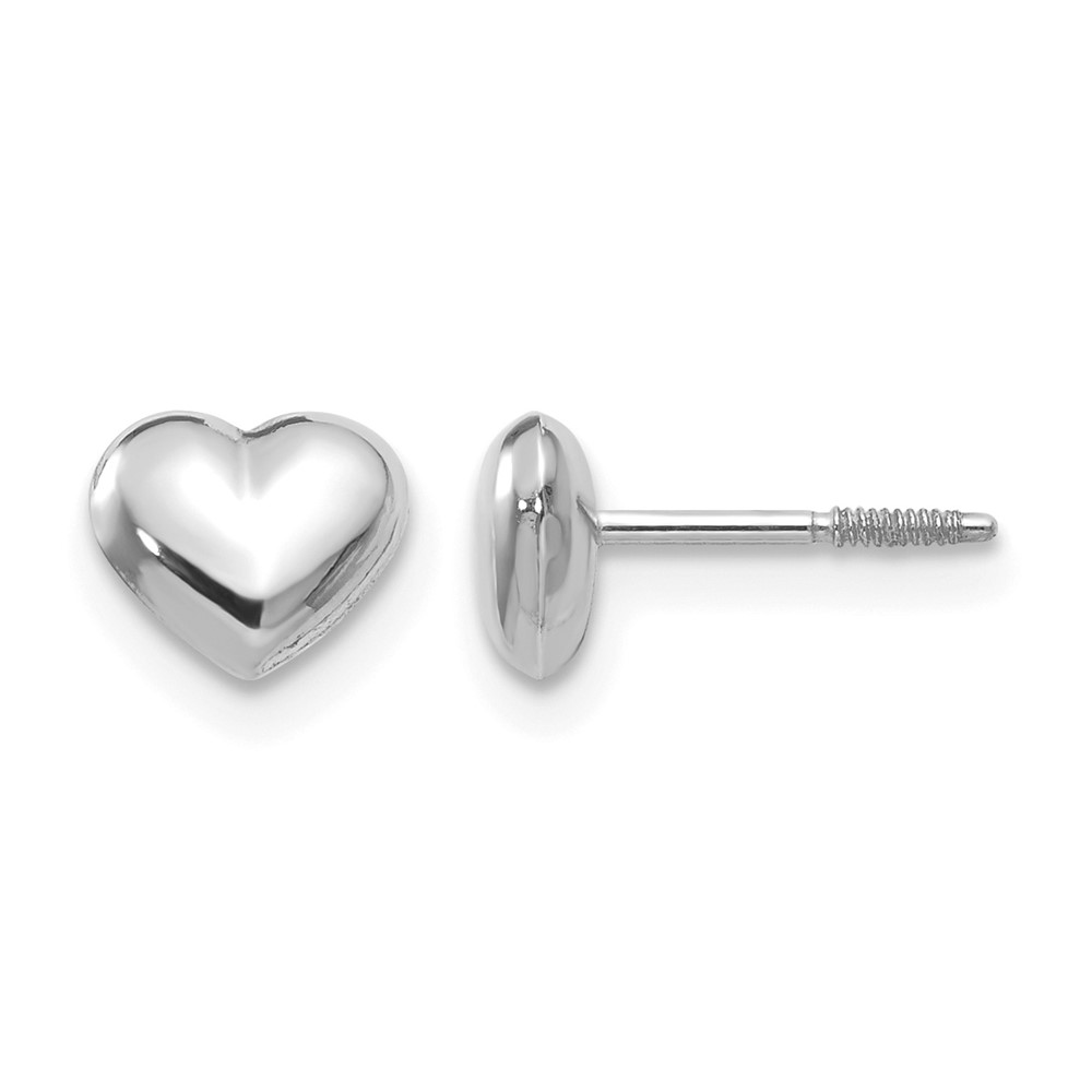 14k Madi K White Gold Puff Heart Post Earrings (SE1976)