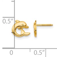14K Yellow Gold Madi K Dolphin Screwback Post Earrings view 4