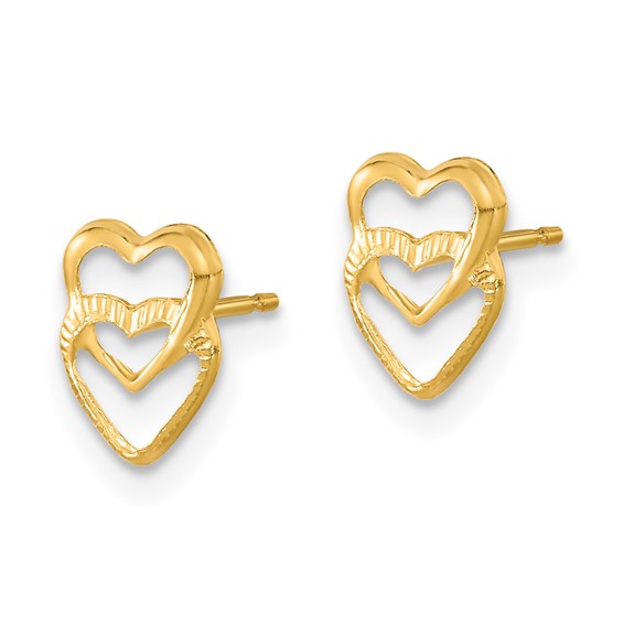 14k Madi K Hearts Childrens Post Earrings