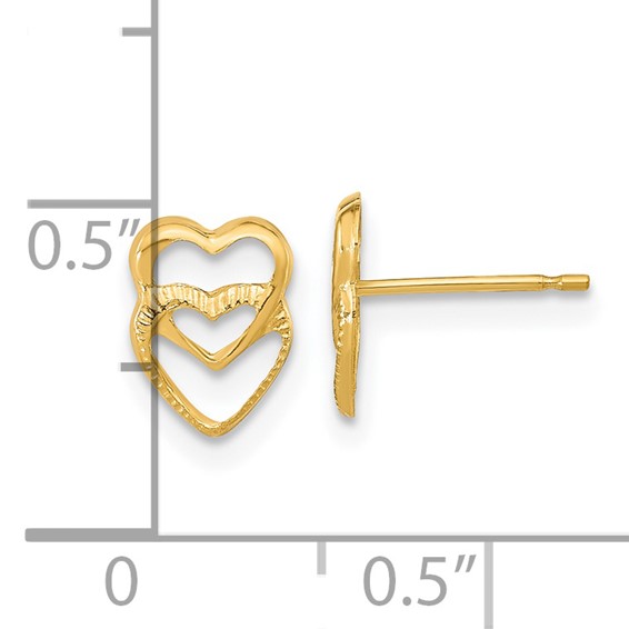 14k Madi K Hearts Childrens Post Earrings