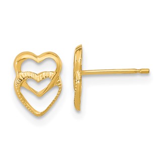 14k Madi K Hearts Childrens Post Earrings