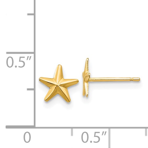 Gold Childrens Star Post Earrings
