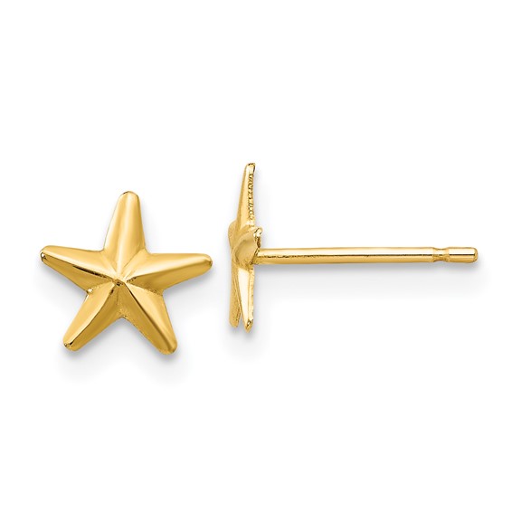Gold Childrens Star Post Earrings