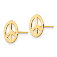 14K Yellow Gold Madi K Peace Sign Post Earrings view 2