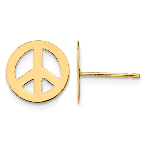 14K Yellow Gold Madi K Peace Sign Post Earrings