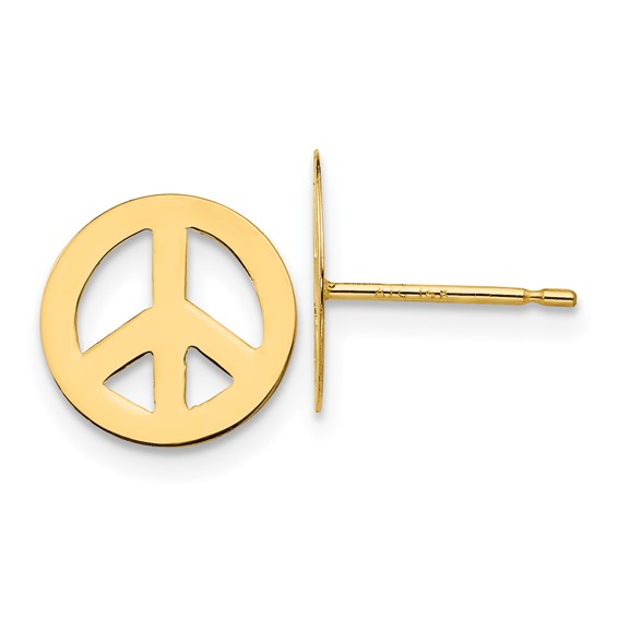 14k Madi K Peace Sign Childrens Post Earrings