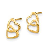 14K Yellow Gold Madi K Hearts Post Earrings view 2