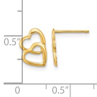 14K Yellow Gold Madi K Hearts Post Earrings view 3